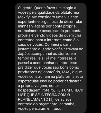 Print do depoimento de An**** Ch****