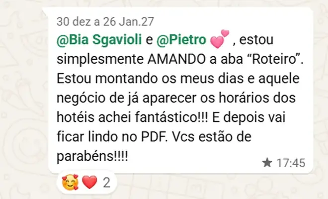 Print do depoimento de An**** Cr****